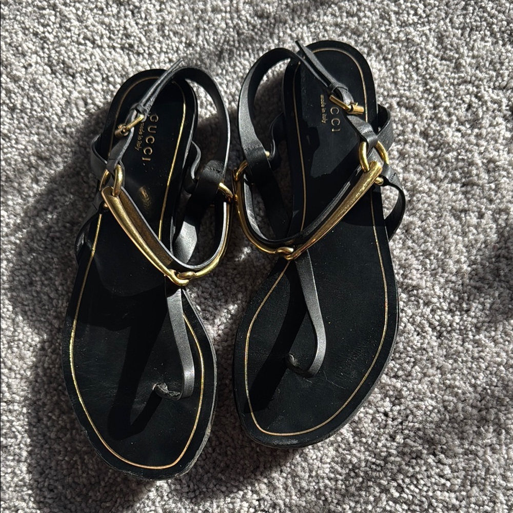 Gucci Black and Gold Women's Sandals